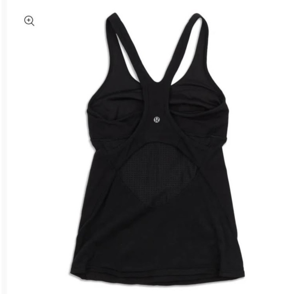 Lululemon Tank Top Size 8 Black Mesh Racerback Built-in Bra Athletic Yoga